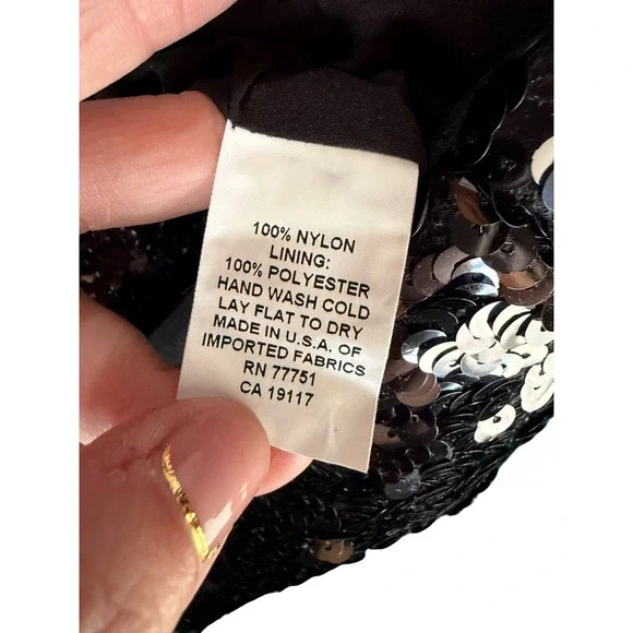 Y2k Betsey Johnson Vintage Women's LARGE Black Sequined Short-Sleeve Crop Jacket - Picture 8 of 12